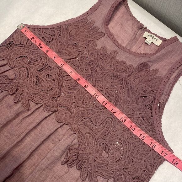 Umgee Tiered Dress Lace Bodice Small Short Lined Sleeveless Flowy - Picture 10 of 13